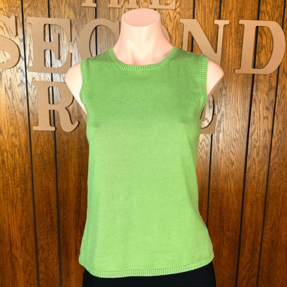 Green Preppy Old Money Sleeveless Sweater Cherokee Womens S Cotton Shell Cottage